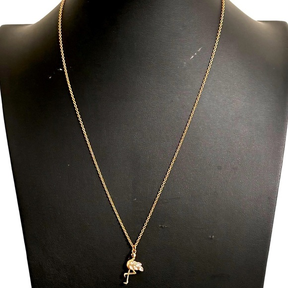 Kate Spade Flamingo enamel and rhinestone on a rose gold chain - Picture 1 of 6